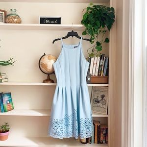 Vince Camuto laser cut fit+flare sleeveless dress